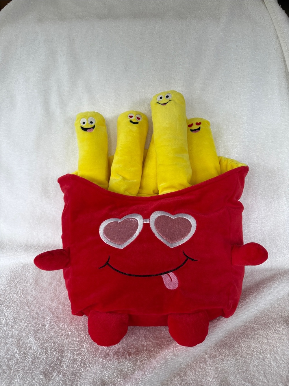 Red Plush Fries Toy with Smiling Yellow Fry Friends - Kids Stuffed Animal